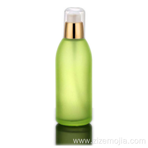 Frosted green cosmetic glass bottle set in stock